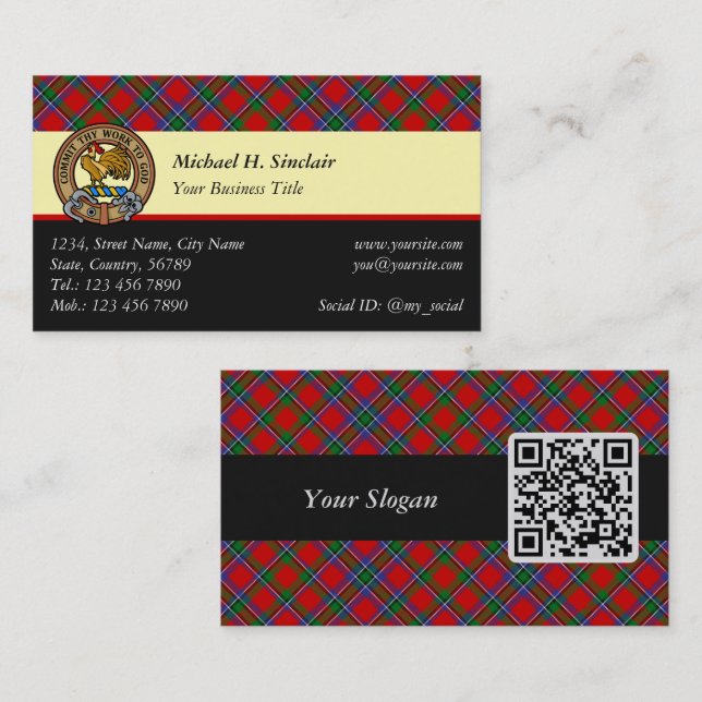 Klan Sinclair Tartan Visitkort (Fram/baksida)