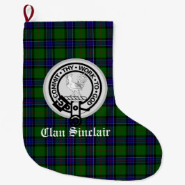 Klan Sinclair Vapensköld Badge & Tartan Anpassade Stor Julstrumpa
