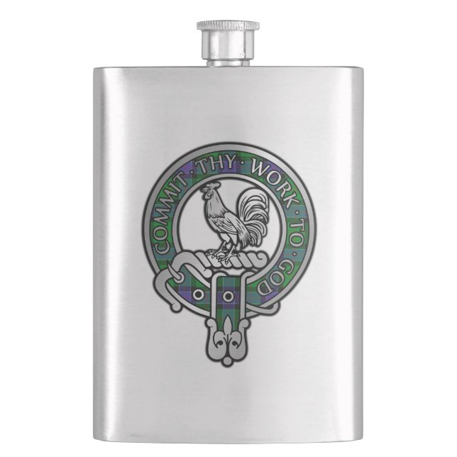 Klan Sinclair Vapensköld & Hunting Tartan Flask Fickplunta (Framsidan)
