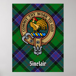 Klan Sinclair Vapensköld över jakt på Tartan Poster