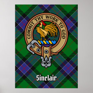 Klan Sinclair Vapensköld över jakt på Tartan Poster
