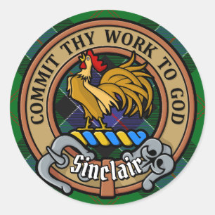 Klan Sinclair Vapensköld över jakt på Tartan Runt Klistermärke