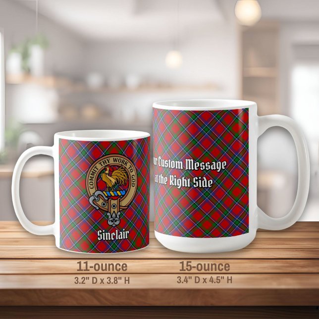 Klan Sinclair Vapensköld över Red Tartan Kaffemugg (Skapare uppladdad)
