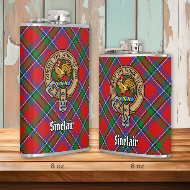 Klan Sinclair Vapensköld över Tartan Fickplunta (Skapare uppladdad)