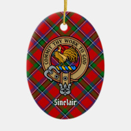 Klan Sinclair Vapensköld över Tartan Julgransprydnad Keramik