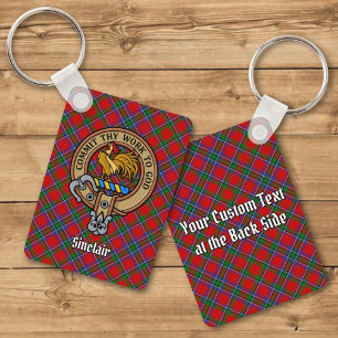 Klan Sinclair Vapensköld över Tartan Nyckelring