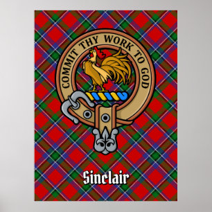 Klan Sinclair Vapensköld över Tartan Poster