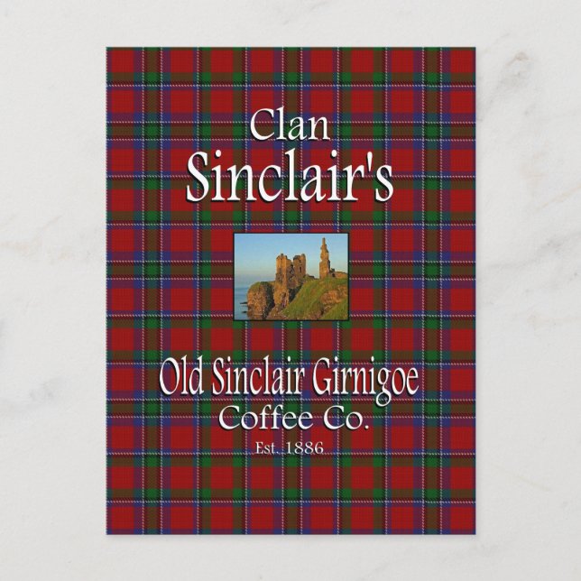 Klan Sinclair's Old Sinclair Girnigoe Coffee Co. Vykort (Framsida)