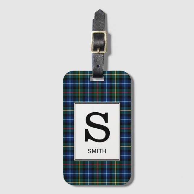 Klan Smith Tartan Monogrammed Bagagebricka (Framsida vertikal)
