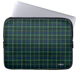 Klan Stewart Hunting Tartan Grönt Plade Monogram Laptop Sleeve