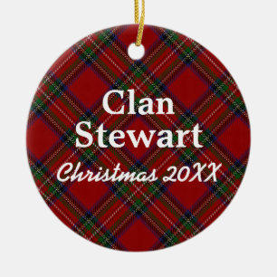 Klan Stewart Scottish Tartan Julgransprydnad Keramik