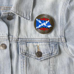 Klan Stewart Tartan Knot & Flagga Knapp