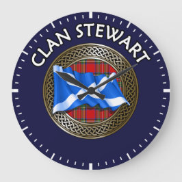 Klan Stewart Tartan Knot & Flagga Stor Klocka