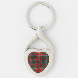 Klan Stewart Tartan och Scottish Thistle Nyckelrin Twisted Heart Silverfärgad Nyckelring