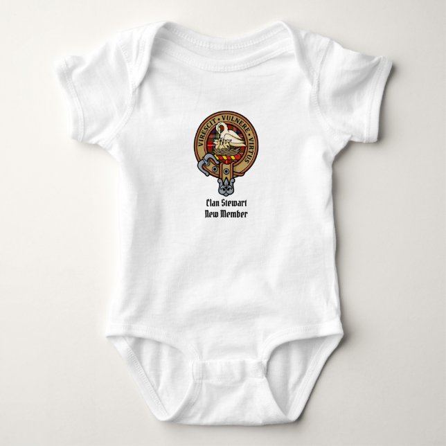 Klan Stewart Vapensköld Baby Bodykostym T Shirt (Framsida)