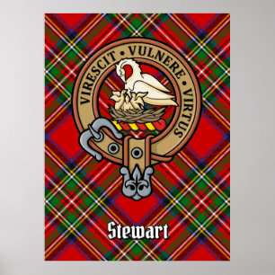 Klan Stewart Vapensköld över Royal Tartan Poster