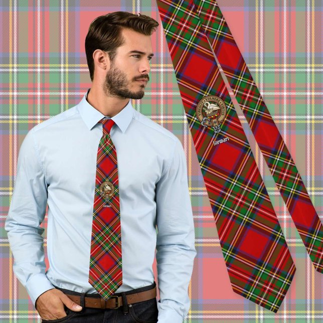 Klan Stewart Vapensköld över Royal Tartan Slips (Skapare uppladdad)