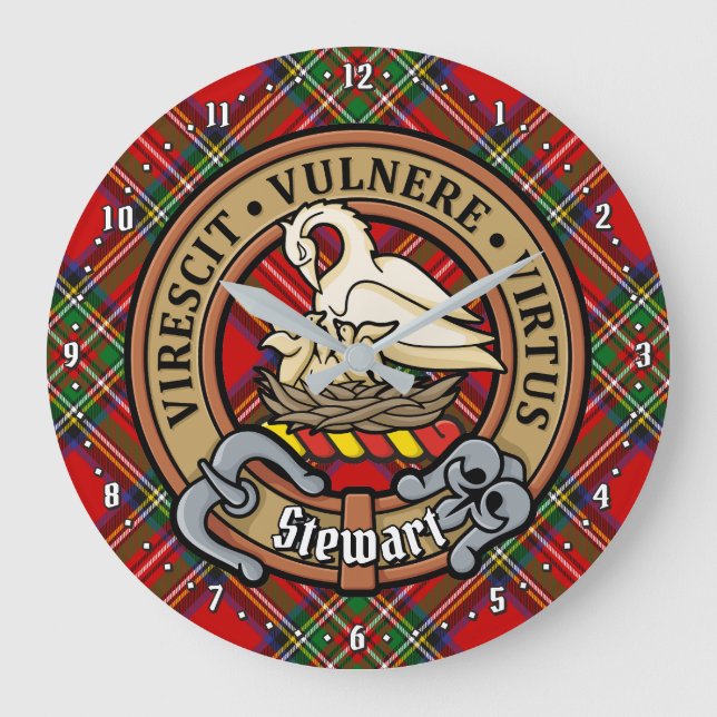 Klan Stewart Vapensköld över Royal Tartan Stor Klocka (Framsida)