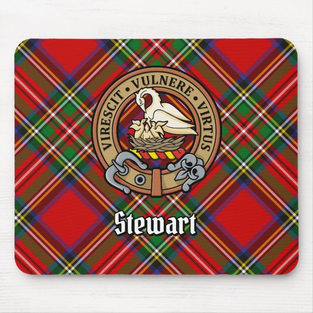 Klan Stewart Vapensköld över Tartan Musmatta (Framsidan)