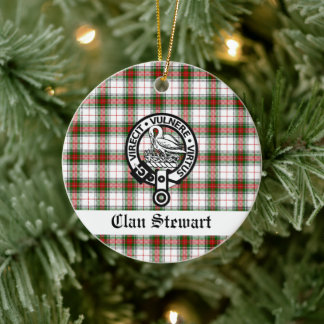 Klan Stewart Vapensköld & Tartan Anpassade Julgransprydnad Keramik
