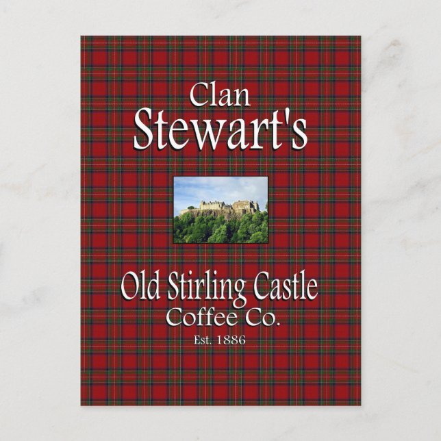 Klan Stewart's Old Stirling Castle Coffee Co. Vykort (Framsida)