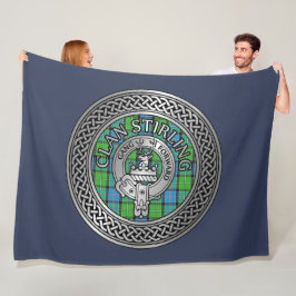 Klan Stirling Vapensköld & Tartan Knot Fleecefilt