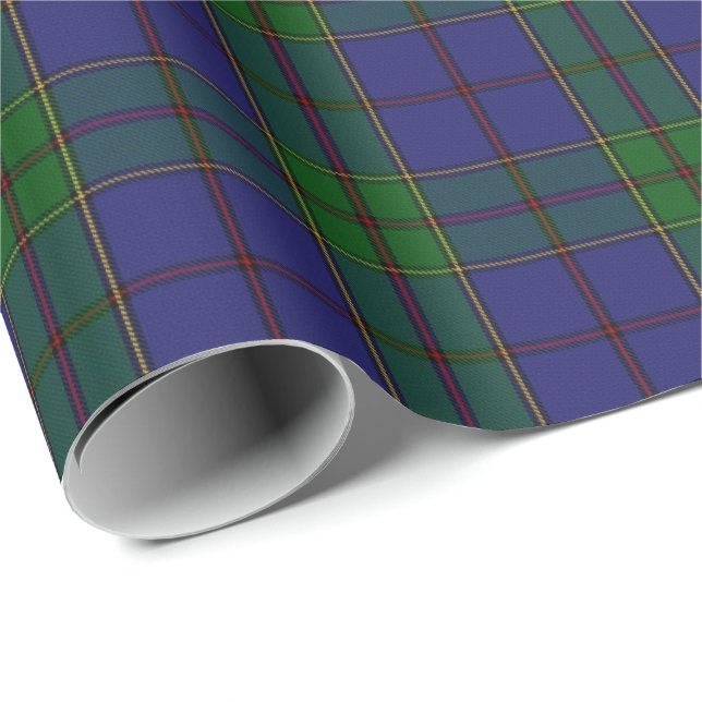 Klan Strachan Blue Grönt Red Scottish Tartan Presentpapper (Rullad Hörn)
