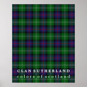 Klan Sutherland Färg of Scotland Tartan Poster