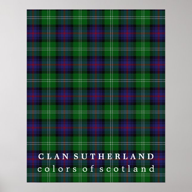 Klan Sutherland Färg of Scotland Tartan Poster (Framsidan)