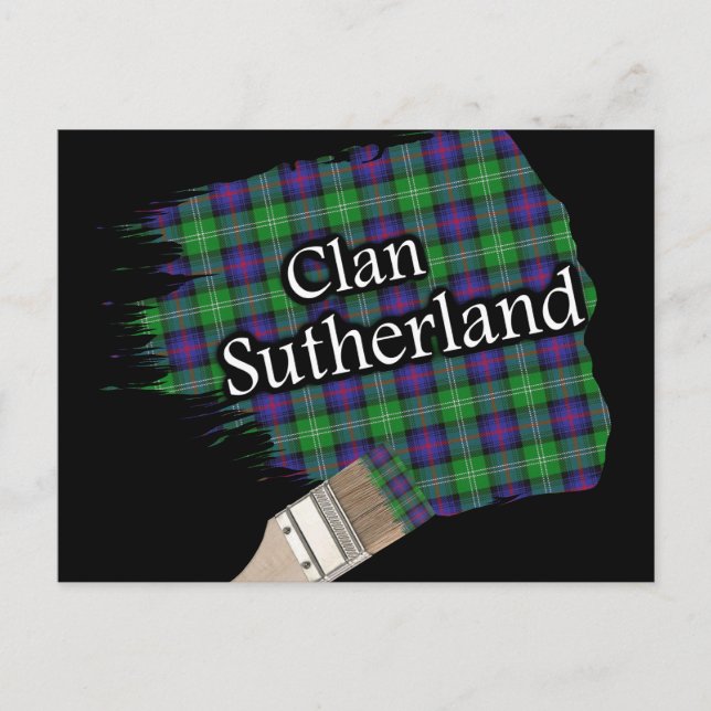 Klan Sutherland Scottish Tartan Paint Brush Vykort (Framsida)