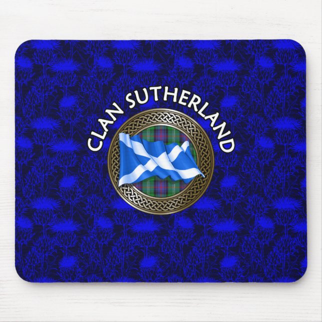 Klan Sutherland Tartan Knot & Flagga Musmatta (Framsidan)