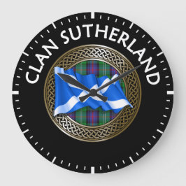 Klan Sutherland Tartan Knot & Flagga Stor Klocka