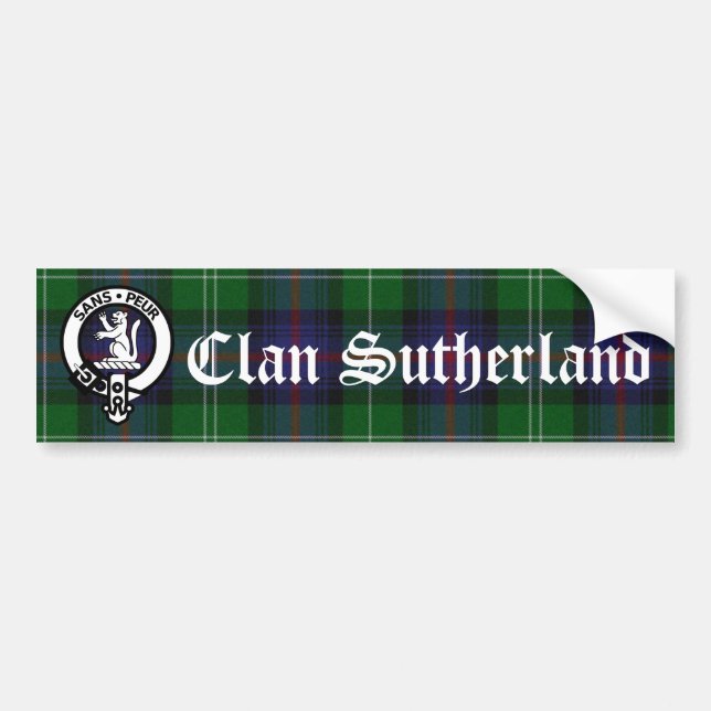Klan Sutherland Vapensköld Badge & Tartan Bildekal (Framsidan)