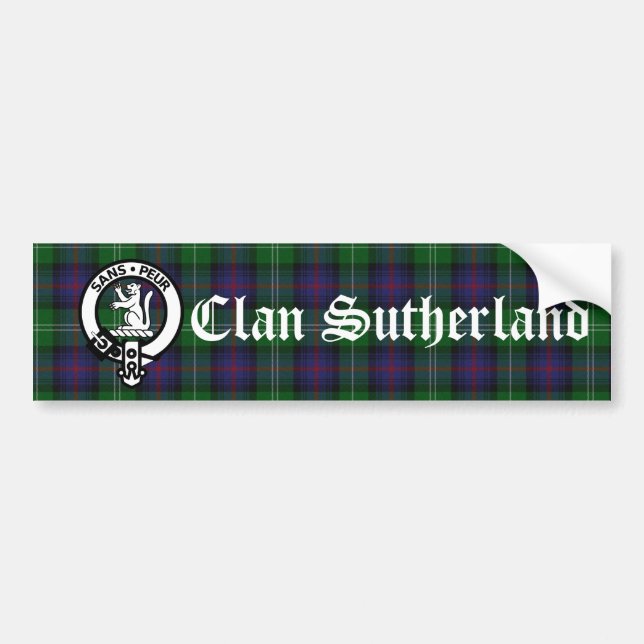 Klan Sutherland Vapensköld Badge & Tartan Bildekal (Framsidan)