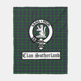 Klan Sutherland Vapensköld Badge & Tartan Fleecefilt