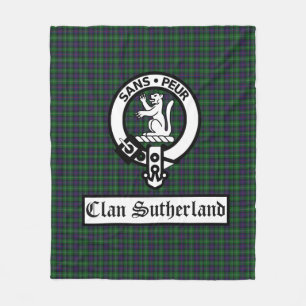 Klan Sutherland Vapensköld Badge & Tartan Fleecefilt