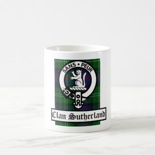 Klan Sutherland Vapensköld Badge & Tartan Kaffemugg