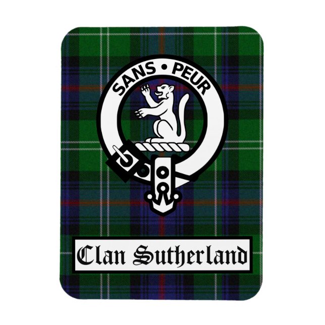 Klan Sutherland Vapensköld Badge & Tartan Magnet (Vertikal)