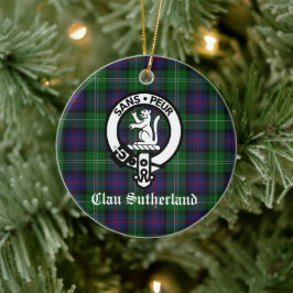 Klan Sutherland Vapensköld & Tartan Anpassade Julgransprydnad Keramik