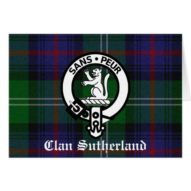 Klan Sutherland Vapensköld & Tartan Hälsningskort (Framsidan Horizontal)