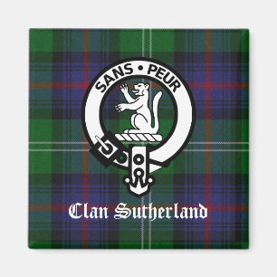 Klan Sutherland Vapensköld & Tartan Magnet