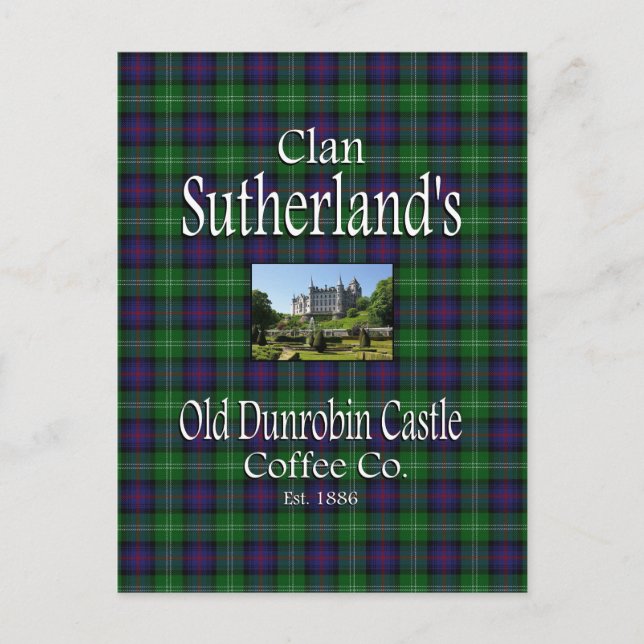 Klan Sutherlands gamla Dunrobin Castle Coffee Co. Vykort (Framsida)