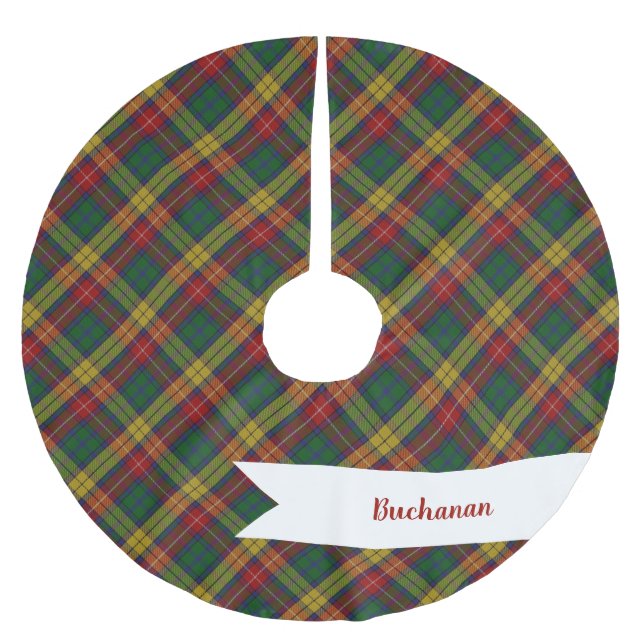 Klan Tartan Pput Mönster Julgransmatta Borstad Polyester (Framsidan)