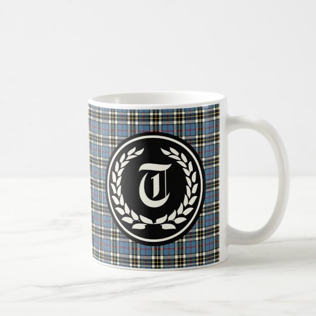 Klan Thompson Blue Dress Tartan Monogram Kaffemugg (Höger)