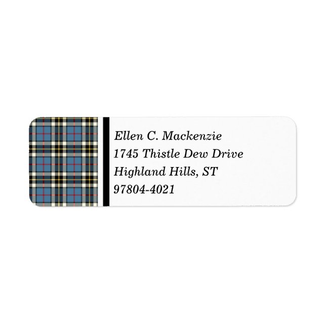 Klan Thompson Blue Dress Tartan Returadress Etikett (Framsidan)
