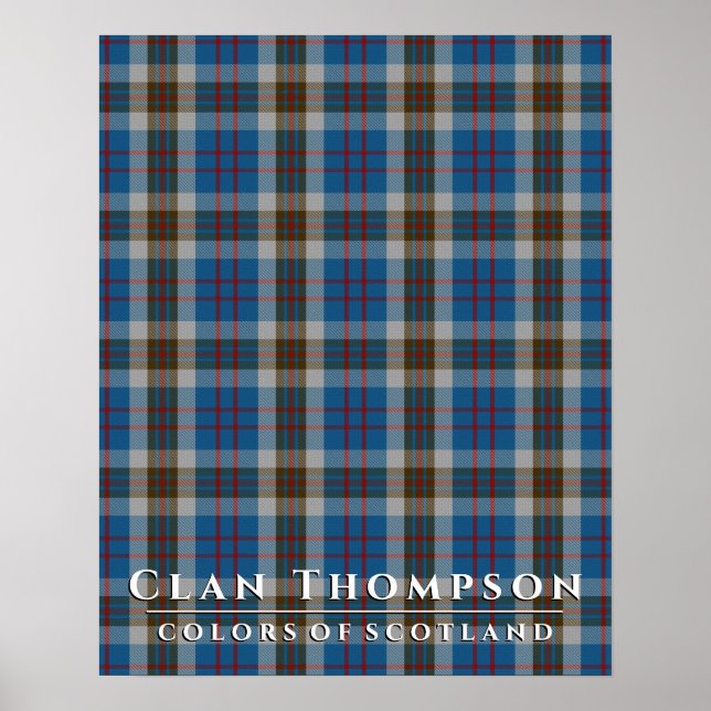 Klan Thompson Färg of Scotland Blue Grått Tartan Poster (Framsidan)