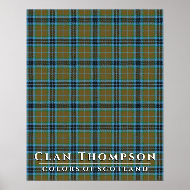 Klan Thompson Färg Scotland Blue Brown Tartan Poster (Framsidan)