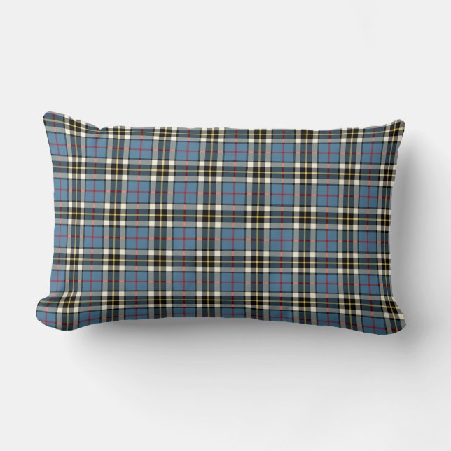 Klan Thompson Light Blue and Black Tartan Lumbarkudde (Framsida)