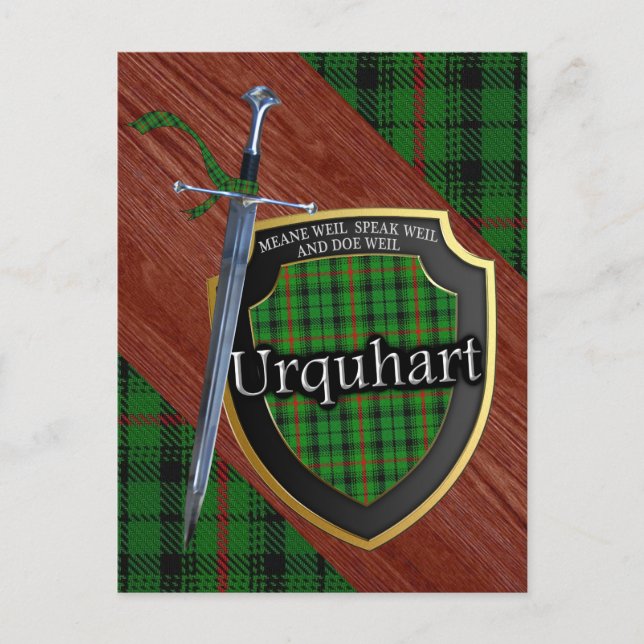 Klan Urquhart Tartan Sword & Shield Vykort (Framsida)