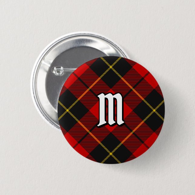 Klan Wallace Tartan Button Knapp (Framsida & baksida)